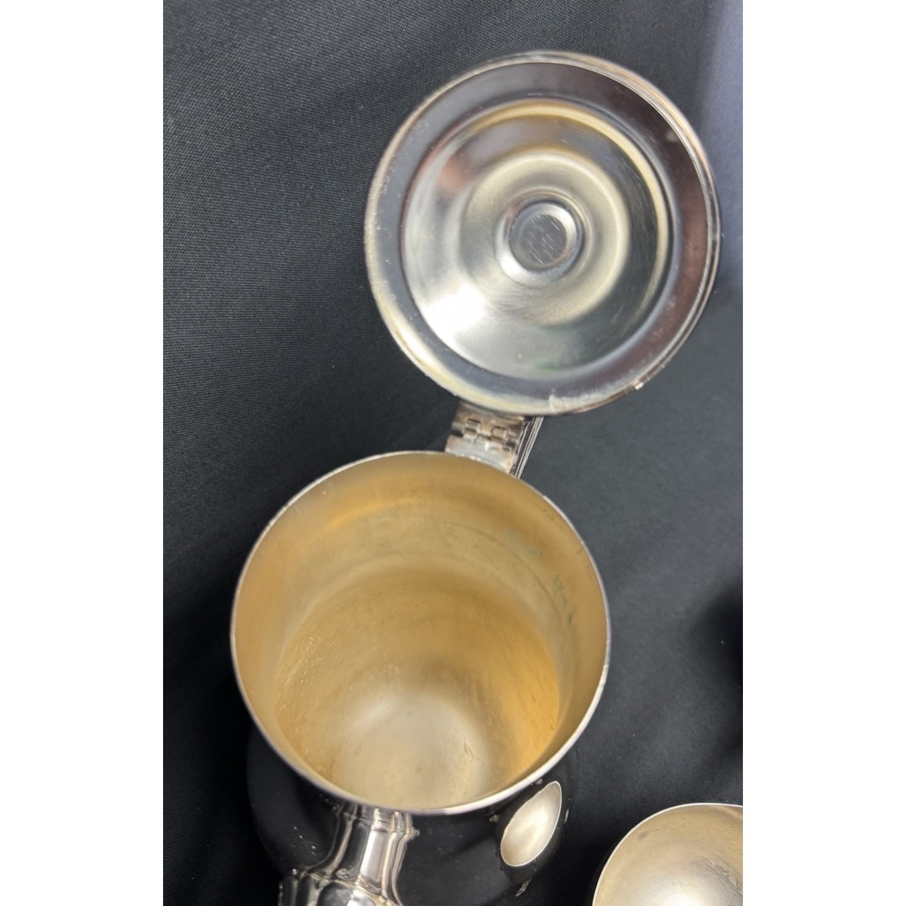 W.M.Rogers Silver Plated Coffee/Tea Pot Sugar Bowl With Lid & Creamer Set - Picture 8 of 13